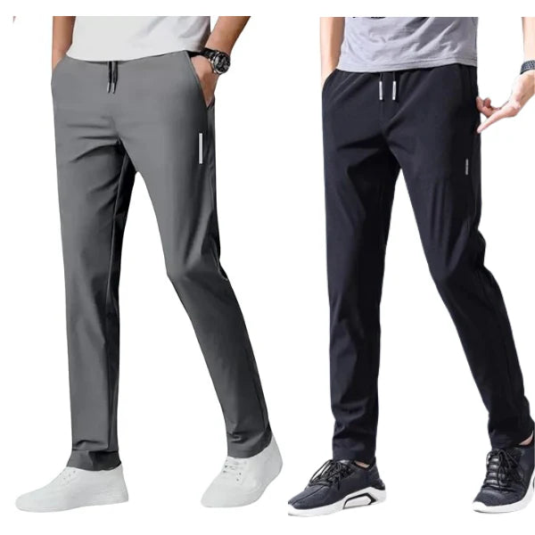 Combo of 2 Men's Sports Regular Fit Lycra Hot Track Pant with Two Side Pockets ( Black + Grey) (Buy 1 Get 1 Free )